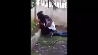 Horny college couple enjoy a quick outdoor fuck with lover