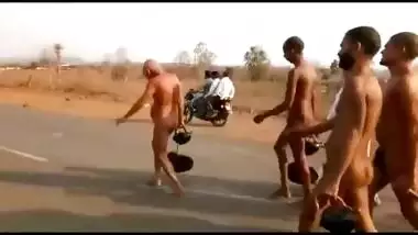 Beautiful holy Indian men marching