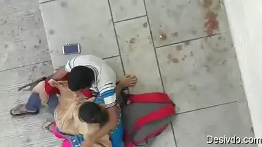 indian couple outdoor blowjob on steps