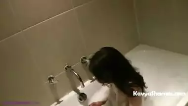 Horny Desi Indian Gujarati Aunty In Bath Tub Pressing Big Boobs Fingering Pussy - Full Hindi