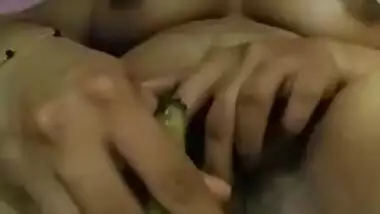 Perverted solo slut uses a banana as XXX toy for her Desi vagina