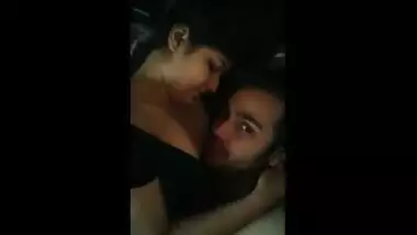 College teen girl grabs lover’s head to suck nipple