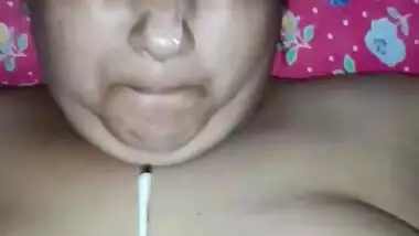 Innocent housewife taking cum on her face