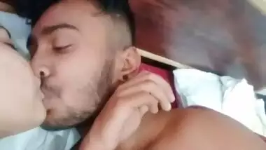 Young lovers enjoying nude sex on selfie cam