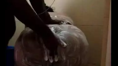 Fat slut soaped in bathroom