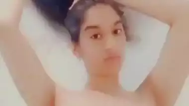 Cute girl making video for lover