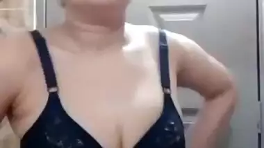 Beautiful Pakistani wife trying new Bra on cam