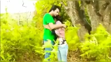 Sweet kissing Indian college girl outdoor romance