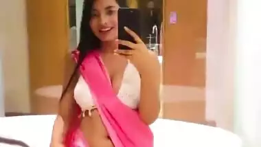 Hottness in sexy pink bikini saree lust