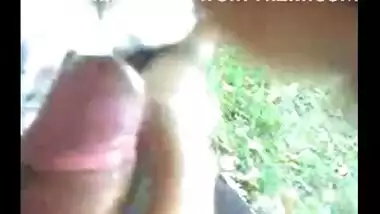 Indian chick sucks cock outdoor