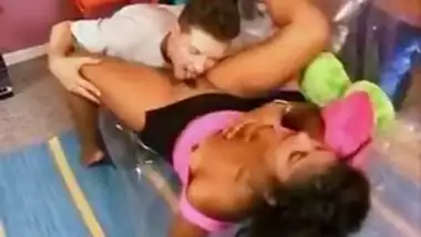 cute indian girl gets hammered on an inflatable chair 