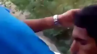 Pervert gets an outdoor blowjob from his friend