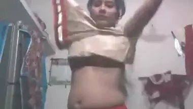 Desi naughty XXX wife stripping her saree for horny lover