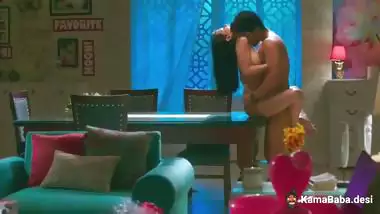 Horny couple fucks on the table in an Indian web series