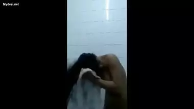 indian girl in bathroom