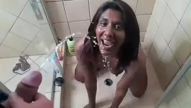 Desi slut slow motion shower piss facial