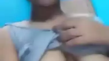 Horny Girl Showing Huge Tits and Fingering