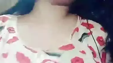 Big boob girl shows her boobs on a video call sex