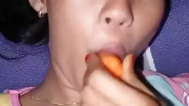 skinny girl masturbates with cucumber and carrot part 6