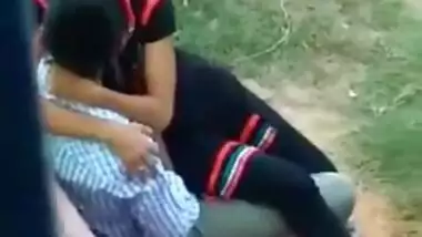 Indian girl frolics with sex lover in the park being filmed by a voyeur