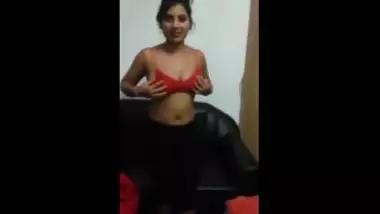 Sexy Indian babe strips and fingers Over Skype