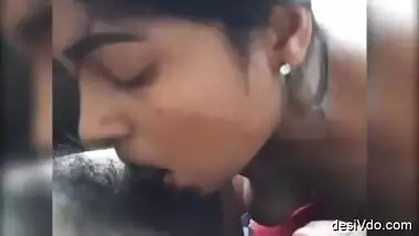 College 1st year student sucking her lecturer small tool