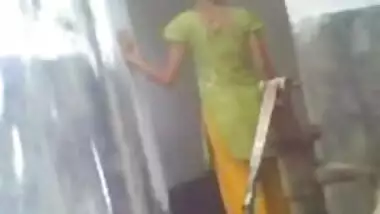 Northindian Girl's Nude Bathing Captured by her homemember