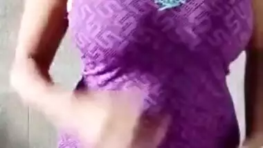 Beautiful desi wife showing her big boobs on selfie camera