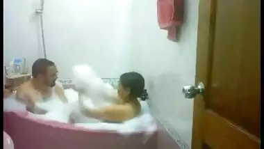 Shower bath with mature bhabhi in bath tub