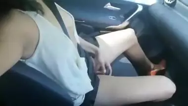 Risky Mixed Race Girl Gets Topless And Masturbates On A Car Ride!