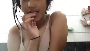 Super cute sexy Indian girl fingering pussy
