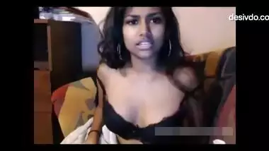 Dark skinned Indian teen flashed her small titties