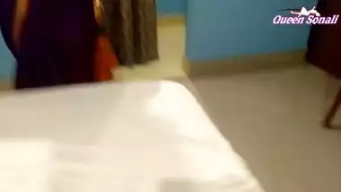 First Time Queen Sonali Has Painful Sex In Blue Saree, cum on boobs