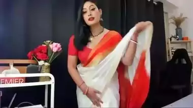 Cute Anna Sexy Live in Orange Saree