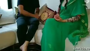 Neha in a green sari after getting her pussy killed by the boss