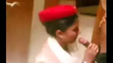Indian Air Hostess gives best blowjob ever to lover