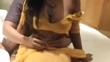 Desi wife in yellow saree shared