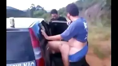 Slut Fucks Doggystyle In A Car