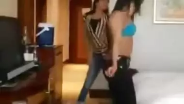 Desi slut showing billibongs to their customer in hotel room