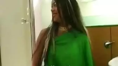 Desi Gal In Green Saari