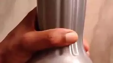 Indian Desi Guy with Big black dick Fucking Sex toy Flashlight very hard