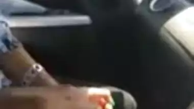 Young desi girl sucking inside car