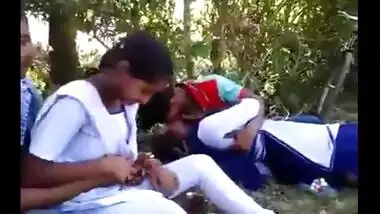 Indian school girls outdoor romance