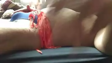 blue thong with orange fringe skirt masturbation