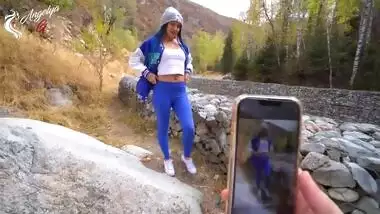 Great blowjob in nature after a photo shoot of young tourists - AnGelya.G