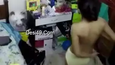 Pretty Desi girlfriend is caught nude by XXX camera in the bedroom