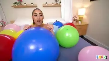 YNGR Latina Kira Perez Loves Balloons And Big Black Cocks