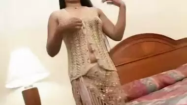 A threesome blue film of an Indian slut with two foreigners
