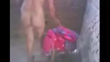 Desi outdoor shower captured by voyeur