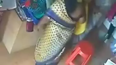 Satin silk saree aunty in shop